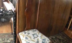 Very nice, heavy old table with four chairs which have crewel tops all in pretty good shape. Was taken from an estate where the couple said they had owned it over 30 years and had bought it from an antique store themselves.
Pictures show table top, one
