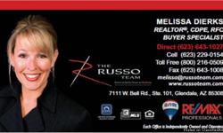 In need a Real Estate Agent who will work hard for you on locating investment properties throughout the Phoenix and surrounding areas? Contact Melissa Dierks with RE/MAX Professionals - The Russo Team!
Not only is Melissa a licensed Realtor, she is a