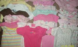 Cute baby girls clothes, lots of onies. pajamas and cute outfits that match together. Some name brands such as baby phat, apple bottoms, childrens place and more. They have no stains and come from smoke free home. Like new condition. Asking $1 for most