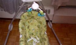 Baby swing for boy or girl. In good condition, only a few times. Can rotate to swing either side to side or front to back.