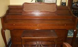 Family piano for 55 years. In excellent condition, no damage, in tune,cherry wood upright.