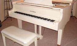 I have a beautiful D.H. Baldwin baby grand piano (model C-142) with an Ivory finish. It is not stark white. The pictures do not do it justice. It has only had two owners and it is in EXCELLENT condition. It looks brand new even though it is approximately