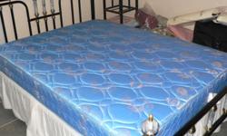 Queen-sized bed with exceptionally clean and firm mattress along with two matching night-stands. No damage to anything. The bed comes ornate with marble and brass head and foot. This is a very rarely used bed taking up room in the spare bedroom and has