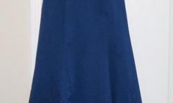 New elegant satin strapless gown, detachable straps, beaded waist, blue, size 6, David's Bridal