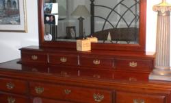 Beautiful triple dresser w/jewel chest w/mirror and matching chest of drawers. Originally $1600/set.