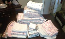 dwell studio crib set Olivia collection includes bumper, reversible comforter, blanket, 2 fitted sheets, crib skirt, 3 receiving blankets, boppy cover, 3 wash clothes and towel. cost $200 total for everything, asking $90. everything is in great condition!