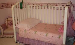 MUST SALE White BELLINI crib with the mattress for sale,good condition,can convert to a daybed easily. No stains on the mattress,like new.Has a large drawer under and the mattress can be adjusted in height.The picture shows the crib as daybed,as my