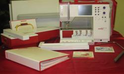 This is the Bernina Artista 180 Special Edition 2000
THIS IS WHAT INCLUDED:
Power Cord,
Foot Control Unit,
4 Bobbins, Needles,
Accessory Box,
Knee Lifter,
Embroidery module,
Small, Medium and Large Hoops,
Customized Pattern Selection (CPS) software,