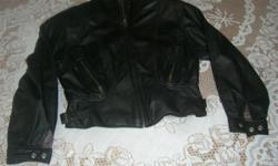 Black Leather jacket perfect shape, like new. No rips or tears all jippers work. Pants , 1 black, 1gold, 1cream, 1natural leather,1 dark brn leather swade, 1light brown leather swade. All in near perfect shape All sales final and must take all.