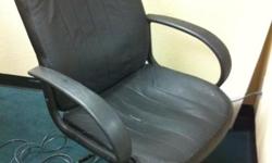 3 black leather roller chairs for sale.
$30/chair.