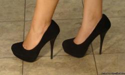 I brought these Black Suede pumps from Bakers-$90. I no longer can fit them cause I had a baby recently and my foot grew, none of my sisters wear the same size as me so I am selling them for less than half the price. There are a size 8, very comfortable.