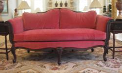 Brand new Ethan Allen Evette sofa settee (71" x 37" x 38"h) with sutle-stripe soft velvety fabric, monocramatic color effect. Dark exspresso wood frame. Very comfortable. Ellagent. Origional price $2,400. Please see photos.