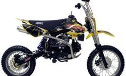 I just bought two of these and only need one. Get a great price on this bike
FEATURES:
This SSR125 Semi-Auto Dirt / Pit Bike comes with an upgraded adjustable rear shock.
CDI Ignition System:
Upgraded Alloy Rims: This model has upgraded alloy rims for