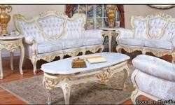 Brand new beautiful Victorian Livingroom set. Never used. Cream with gold Broquet. Couch, loveseat, chair, marble top coffee table and 2 end tables with matching 2 lamps. Must see. Paid $5,000.00 asking $3,000.00. 1-859-918-1234