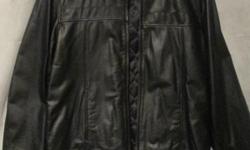 Brand new, never been worn men's dress black leather coat. Never taken off the Wilson hanger