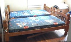 Pine childrens bunkbeds, light finish, good condition.(complete)