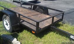 CAR MATE Utility Tilt Trailer for sale. 4' x 8' with side rails.
DIMENSIONS
Bed Length 8 ft.
Bed Width&nbsp;48 in.
Deck Height 19 in.
Side Height 12 in.
Gross Vehicle Weight Rating (GVWR) 2,990 lbs.
BODY
Floor 3/4 in. plywood
OPERATIONAL
Axles 3,500 lb.