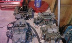 2 Holly carburators
1 Eldelbrock
1 Quadrojet
also have 2 bolt 350 block, and 2 sets of 4 barrel heads
&nbsp;