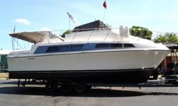 1995 CARVER YACHT 330 MARINER, TWIN 350 CRUSADER MOTORS WITH 751 HRS.,GENERATOR WITH 430 HOURS.,AIR COND./HEATER/HUMIDIFIER,TRIM TABS,WINDLASS,BRIDGE ENCLOSURE,AND MORE OPTIONS, NADA VALUE $43,000 WILL SELL FOR $27,900. CUSTOM 3 AXLE TRAILIER IS EXTRA. IT