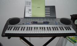 The Casio Keyboard has the following features: Key&nbsp;Lighting System, 100 Song Book, 50 Rythyms, 100 Tones, AC Adaptor, Stand.&nbsp;
It is Portable and Hardly played. In like NEW condition