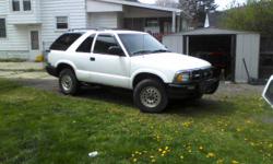 1996 chevy. blazer. runs good, many new parts, new front brakes and rotors.
upper and lower balljoints,both sides.
new fuel pump, and fuel lines.
new exhaust
plugs,wires,dist. cap and rotor
new fuel injection spider
2 new oxygen sensors
new front