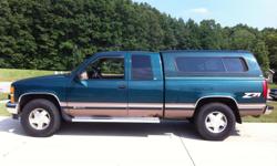 1997 Chevrolet Silverado 1500 Z71 Extended Cab 4X4 Truck; 5.7 Liter Vortec; V-8; Removable Fiberglass Top; Bedliner; Loaded with Leather, CD player, air, power locks, power windows, power driver's seat, bucket seats, tilt wheel, 3rd door, ABS, tow; New