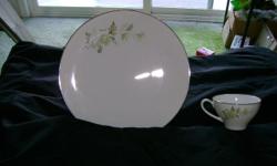 Beautiful Soroya Noritake pattern. Colors of sage, tans with silver trim. Used only twice. So perfect condition!! 6 sets of complete place settings - dinner plates, dessert/salad plates, bread plates, cups & cup saucers. No Chips or cracks!! Great for