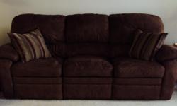 I have for sale a chocolate suede couch and recliner set. Recently bought back in September and have to move again so I need to sell them ASAP!! They are in great condition, purchased brand new, in a smoke-free and pet-free environment! The couch has two