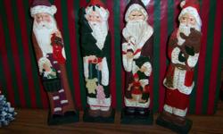The Images shown are only&nbsp;a partial showing.&nbsp; Images of all the others can be provided upon request.
Four 16" hand carved Santas from Ireland 1801; Mexico 1928;&nbsp; England 1906;&nbsp; Canada 1930 $15.00 All for $45.00
Three Marvelous Xmas