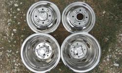 we have a full set of chrome dually hub caps
you can email me @snorman35@gmail.com
or you can call me @ (936)681-8274