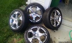 Chrome Rims and Tires. 215/50/17 New Tires. Rims fair condition some scratches can be buffed out. And wheel locks. Moving must sell. $900 or MAKE AN OFFER.
