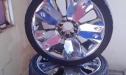 Chrome rims and tires in good condition fit Magma,, Challenger, Chevy Pick Up