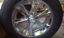 Set of 4 - 20" Helo chrome rims with Cooper tires 275/60R20 (50% tread). FIRM Great Shape!