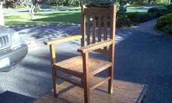 Oak youth chair with arms and slatted back. Seat size 10 Â½? high, 13?W x 14 Â½?D. Back 27? high and arms 15? high. Call Tom Taylor at 516 848 5179 or email me at Tom@mag4lists.com
