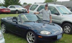 1999 Mazda Miata, blue : 5 spd manual, 16in. 7 spoke alloyd wheels, Hard Top for winter driving, power windows, and dust cover, good condition and runs great. 98,000 miles. I've also added snow tires. Interested, call 205- 558-2222