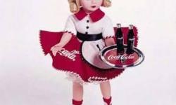 &nbsp;
One brand new never removed from box, Madame Alexander The COCA-COLA CARHOP 14 DOLL From the series entitled The COCA-COLA Doll Collection by Madame Alexander Presented in all-porcelain exclusively by The Danbury Mint.- 1997
Madame Alexander