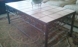 Beautiful Wrought Iron / Tile Coffee Table and End Table. Sold together at $100.00 obo. Call/text 941-773-9715 and ask for Nicole.
Coffee table measures 53in x 26.5in x 20in height
End table measures 26.5in x 26.5in x 23.5in height