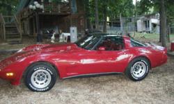 1979 Corvette Red with Red interior, Glass T tops, Runs and looks great, new motor with 2000 miles on it. battery alternator, compressor all hoses everything has been checked and replaced if needed. Great crusin car. Husband said we have too many hobbies