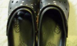 Brand new black crocks with bling on the staps sz 8