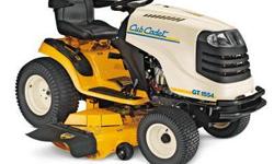 Cub Cadet Garden Tractor Model 1554GT Mower
27 HP 54" Hydrostatic Garden Tractor
27 HP Kohler - Twin Cylinder with OHV
Hydrostatic Transmission
54" Electric PTO - 3 Blade cutting deck
16"x6.5" Front Tires
23"x9.5" Rear Tires
Mower has been well maintained