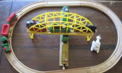 We have this Darling Little Thomas the Train Track. It is the wooden Track and it comes with the trains and stuff showing...It has some of the Thomas the Train Cars in this set.. As well as a Thomas the train not in the picture.
~* BRING BACK THOSE