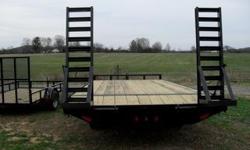 New by Lawrimore 102" x 18' Dovetale Deckover Trailer 2ft dovetail set back jack a stronger jack stand up ramps. 2 - 5,200 lb ez-lube axels10,400 lbs. cap. 4wheel brakes on all axel, 205/75/15 new tires on new silver grey wheels, 2x8 treated wood