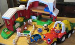 ~*This is a Very Fun Farm Set for Fisher Price little people. It has the nice Big Tractor (the barns in the store do not come with this ) It makes sounds and as the child pushes it to drive A Pig pops in and out of the Hay Stack and the Tractor
