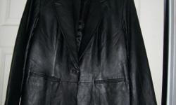 Denim & Co. 100% Genuine leather jacket.&nbsp; Size Large with two pockets in the front & one button. Light lining.&nbsp; Never worn!!&nbsp; Asking $25.00&nbsp; (Elmira/Southport area)