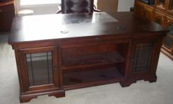 Large 72" executive office desk and cherry computer desk with two cherry hutches. Desk cost new was $1654 and computer desk with hutches cost $1657.