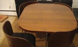 dining table with 4 chairs that cost $ 300 and is 1 year old in an excellent condition.
Table is brown and chairs are brown with black leather cover
Please email me back or text me at 614-824-8456