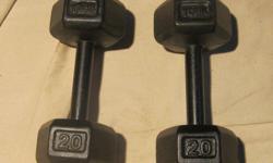 Pair of 55 lbs. dumbells for $25.00 a pair.
Pair of 45 lbs. dumbells for $25.00 a pair.
Pair of 20 lbs. dumbells for $15.00 a pair.
All three pairs of dumbells for $60.00.
See related ad for dumbell and weight rack; Olympic weight and bench set.