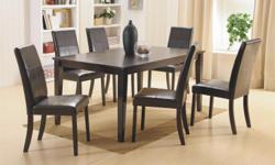 Durham Cappuccino Solid Wood Dining Table with 6 Dark Brown Parson Chairs
This value-oriented collection of contemporary dining is designed to fit into today's condo. The classic wood look of the Durham table can easily accommodate six, and is built with