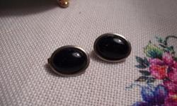 Vintage Black Opal Earrings, clip on type, good condition, great for xmas gift or whenever.