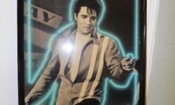 15"w X 21"h young Elvis Neon look wall plaque.